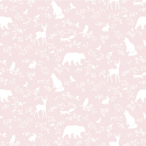 Pastelowe Love® dětská tapeta na zeď Forest animals růžová Lesní zvířátka