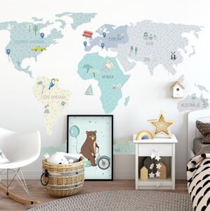 Pastelowe Love® samolepka na zeď mapa světa mint v češtině Velikost: S Mapa světa v češtině