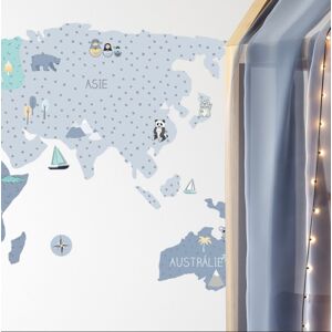 Pastelowe Love® samolepka na zeď mapa světa modrá v češtině Velikost: L Mapa světa v češtině
