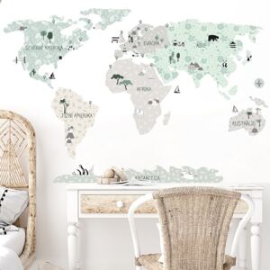 Pastelowe Love® samolepka na zeď mapa světa tropic sand v češtině Velikost: L Mapa světa v češtině
