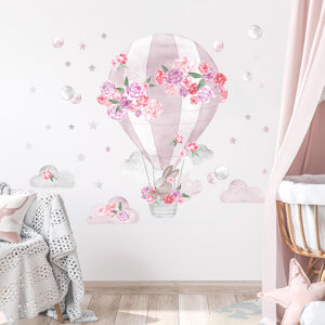Pastelowe Love® samolepka na zeď horkovzdušný balón růžový Sada samolepek