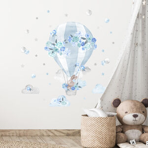 Pastelowe Love® samolepka na zeď horkovzdušný balón modrý Sada samolepek
