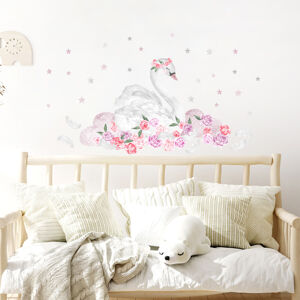 Pastelowe Love® samolepka na zeď růžová labuť Sada samolepek