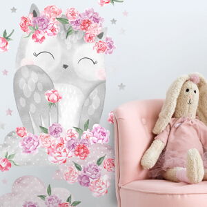 Pastelowe Love® samolepka na zeď růžová sova Sada samolepek
