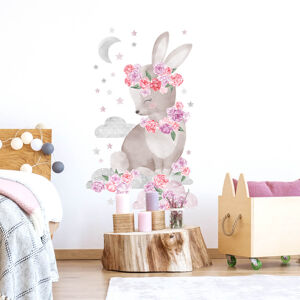 Pastelowe Love® samolepka na zeď růžový králík Sada samolepek
