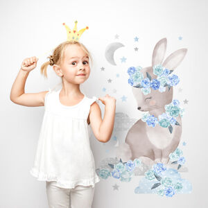 Pastelowe Love® samolepka na zeď modrý králík Sada samolepek