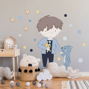 Pastelowe Love® samolepka na zeď Teddy modrý Samolepka 83 x 55 cm