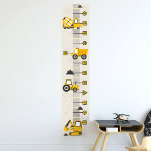 Pastelowe Love® samolepka na zeď metr stavební vozidla žlutá Samolepka 135 x 28 cm