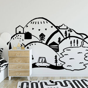 Pastelowe Love® samolepka na zeď hory černá Velikost: S S (150x75 cm), L (180x90 cm)