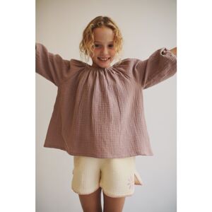 LiiLU dívčí mušelínová halenka SS24 - 063 pale mauve Velikost: 4 roky 100% bavlna