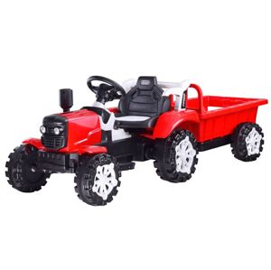 mamido Dětský elektrický traktor s přívěsem červený
