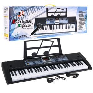 mamido Dětský keyboard s mikrofonem a stojanem na noty černý