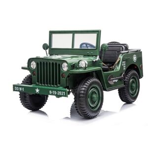 mamido Dětský elektrický vojenský Jeep Willys 4x4 třímístný zelený