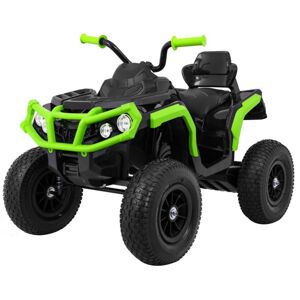 mamido Dětská elektrická čtyřkolka ATV nafukovací kola černo-zelená