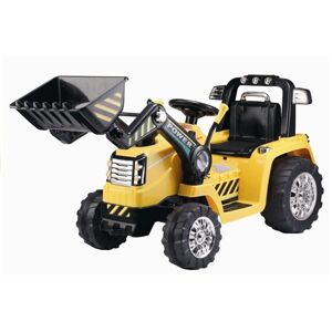 mamido Dětský elektrický traktor Power s radlicí žlutý
