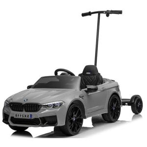 mamido Elektrické autíčko BMW M5 lakované stříbrné s vodící tyčí