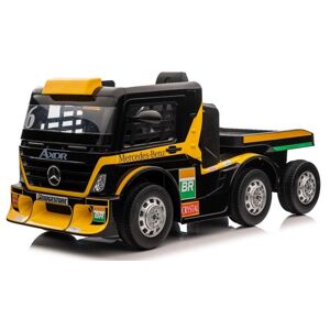 mamido Dětský elektrický kamion Mercedes Axor LCD MP4 s návěsem žlutý