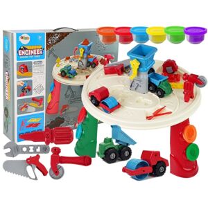 mamido Dětský stavební stoleček s plastelínou a autíčky