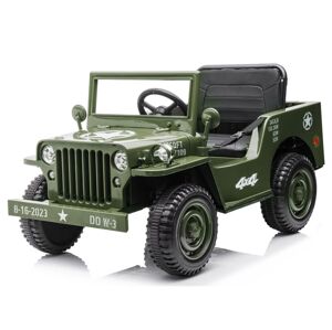Mamido Mamido Dětský elektrický vojenský Jeep Willys 12V7Ah světlé zelený