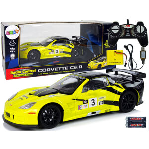 mamido Sportovní autíčko Corvette C6R 1:18 na dálkové ovládání R/C žluté s efekty