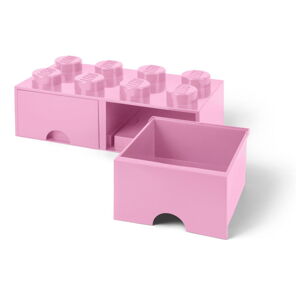 LEGO úložný box 8 s šuplíky - světle růžová
