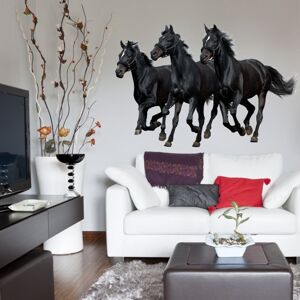 INSPIO samolepka na zeď - Tři černé koně N.1 – 60 × 90cm