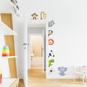 INSPIO dětské samolepky na zeď - Zvířátka ze ZOO kolem dveří N.3 - 9 ks od 14 do 29 cm oboustranně