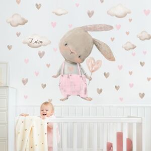 INSPIO samolepky nad postýlku pro miminko - Zajíček v pastelové růžové
