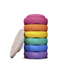 balanční kameny Stapelstein Super Confetti Rainbow Set classic pink, 6+1 ks