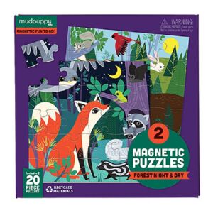 Mudpuppy Magnetické puzzle - Les ve dne i v noci (2x20 dílků)