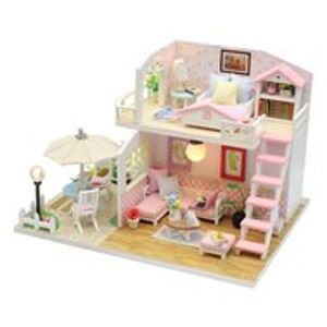 Dvě děti Dvěděti miniatura domečku Růžový dům