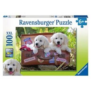 Ravensburger puzzle  Oddych štěňata v kufru 100 dílků