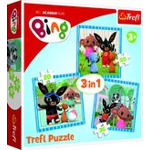 Trefl Puzzle 3v1 Bing Bunny Zábava s přáteli v krabici 28x28x6cm