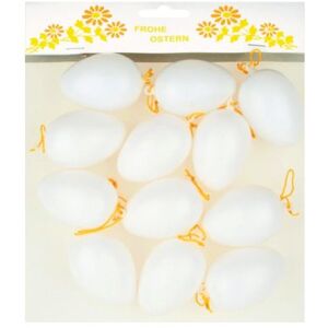Vajíčka plastová na zavěšení 6 cm, 12 ks v sáčku, bílá