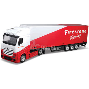 Bburago 1:43 Truck with trailer MB Actros Gigaspace Firestone